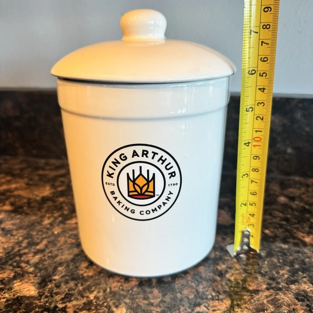King Arthur Flour Canister Crock Sourdough with Lid 1 Qt Chantal Ceramic White